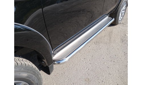 Пороги с площадкой (нерж. лист) 60,3 мм код FIAFUL16-09 на Fiat Fullback (2015-) 