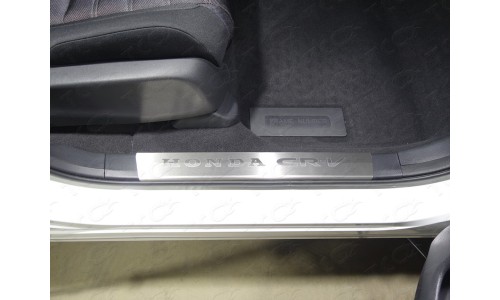 Накладки на пластиковые пороги (лист шлифованный надпись Honda CR-V) 2шт код HONCRV17-04 на Honda CR-V (2017-) 