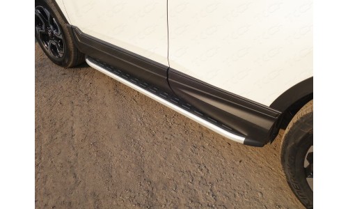 Пороги алюминиевые с пластиковой накладкой 1720 мм код HONCRV17-25AL на Honda CR-V (2017-) 