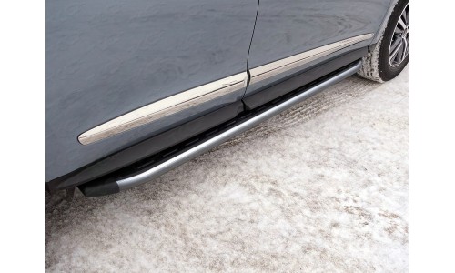 Пороги алюминиевые с пластиковой накладкой (карбон серые) 1820 мм код INFQX6016-44GR на Infiniti QX60 (2016-) 