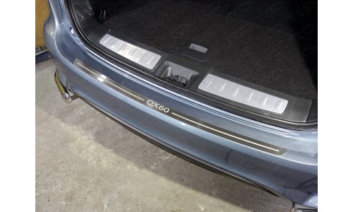 Накладка на задний бампер (лист шлифованный надпись QX 60) код INFQX6016-12 на Infiniti QX60 (2016-) 