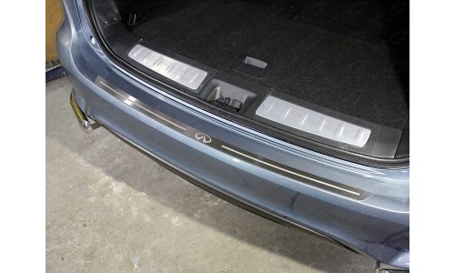 Накладка на задний бампер (лист шлифованный логотип Infiniti) код INFQX6016-16 на Infiniti QX60 (2016-) 