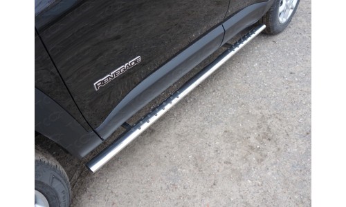 Пороги овальные с проступью 75х42 мм код JEEPREN4WD15-14 на Jeep Renegade (2015-) 