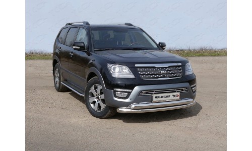 Защита передняя нижняя (двойная) 76,1/75 мм код KIAMOH17-11 на Kia Mohave (2017-) 