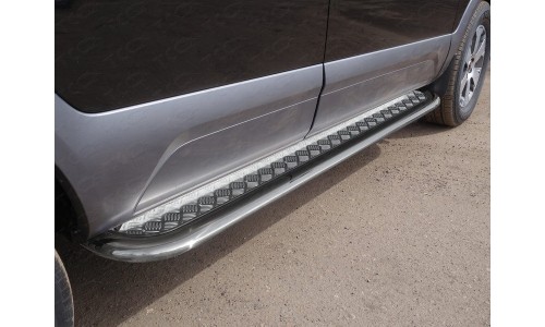 Пороги овальные гнутые с площадкой 75х42 мм код KIAMOH17-17 на Kia Mohave (2017-) 