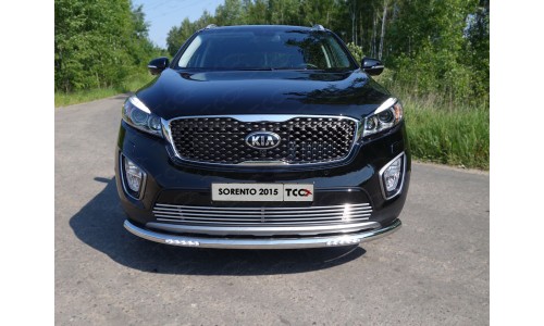 Защита передняя нижняя (с ДХО) 60,3 мм код KIASOR15-04 на Kia Sorento Prime (2015-2018) 