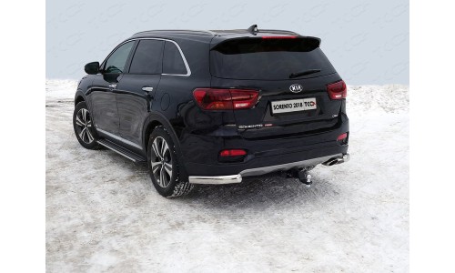 Защита задняя (уголки овальные) 75х42 мм код KIASORPR18-28 на Kia Sorento Prime (2018-) 
