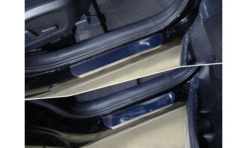 Накладки на пороги (лист зеркальный) 4шт код KIASORPR18-01 на Kia Sorento Prime (2018-) 