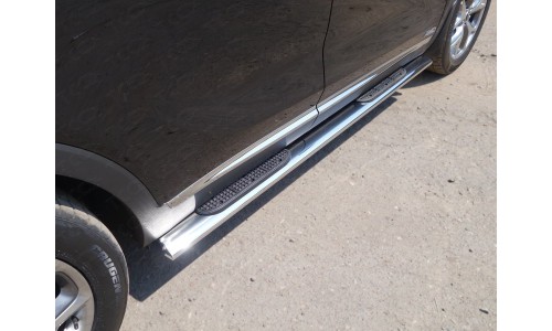 Пороги овальные с накладкой 120х60 мм код KIASORPR18-16 на Kia Sorento Prime (2018-) 