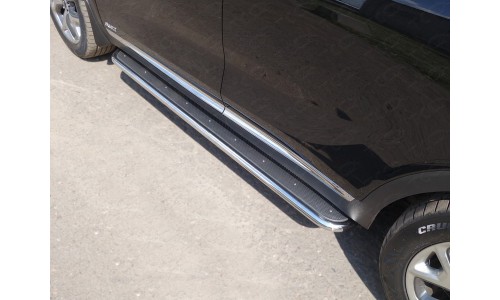 Пороги с площадкой (нерж. лист) 42,4 мм код KIASORPR18-20 на Kia Sorento Prime (2018-) 