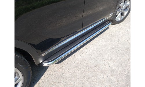 Пороги с площадкой (нерж. лист) 60,3 мм код KIASORPR18-22 на Kia Sorento Prime (2018-) 