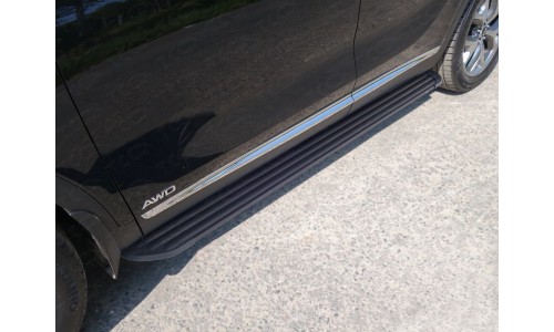 Пороги алюминиевые `Slim Line Black` 1820 мм код KIASORPR18-27B на Kia Sorento Prime (2018-) 