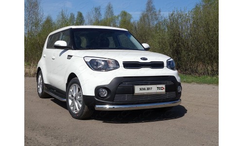 Защита передняя нижняя (овальная) 75х42 мм код KIASOUL17-15 на Kia Soul (2017-) 