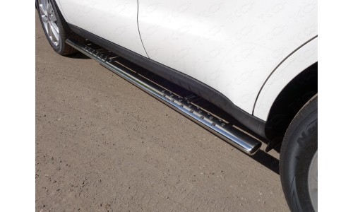 Пороги овальные с проступью 75х42 мм код KIASOUL17-23 на Kia Soul (2017-) 