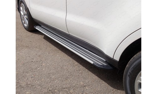 Пороги алюминиевые `Slim Line Silver` 1720 мм код KIASOUL17-27S на Kia Soul (2017-) 