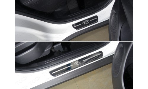 Накладки на пороги (лист зеркальный логотип Kia) 4шт код KIASOUL17-13 на Kia Soul (2017-) 
