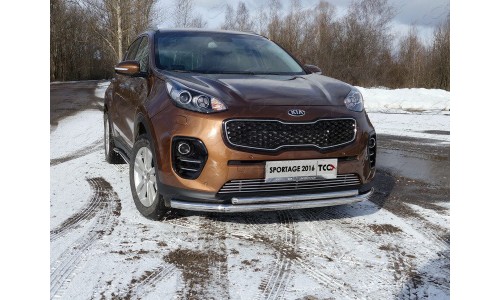 Защита передняя нижняя (двойная) 60,3/42,4 мм код KIASPORT16-17 на KIA Sportage (2016-) 