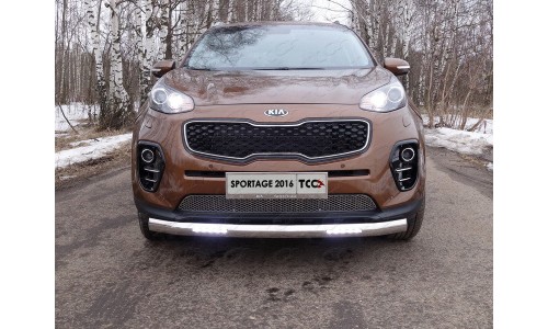 Защита передняя нижняя (овальная с ДХО) 75х42 мм код KIASPORT16-23 на KIA Sportage (2016-) 