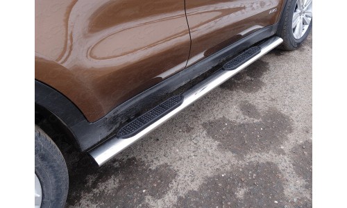 Пороги овальные с накладкой 120х60 мм код KIASPORT16-08 на KIA Sportage (2016-) 