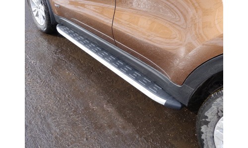 Пороги алюминиевые с пластиковой накладкой 1720 мм код KIASPORT16-16AL на KIA Sportage (2016-) 