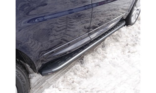 Пороги алюминиевые с пластиковой накладкой (карбон серые) 1920 мм код LRRRSP15-07GR на Range Rover Sport (2014 - ) 