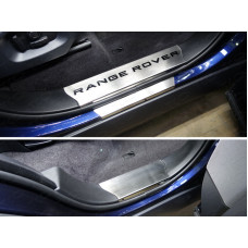 Накладки на пластиковые пороги (лист шлифованный надпись Range Rover) код LRRRSP15-04
