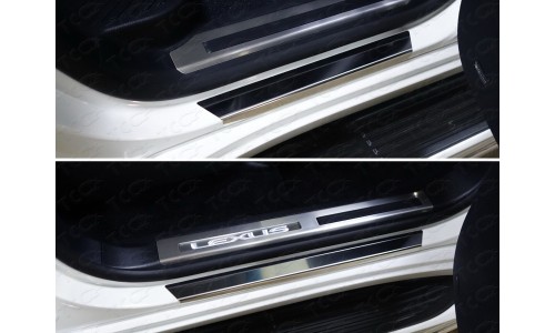 Накладки на пороги с гибом (лист зеркальный) код LEXLX450d15-05 на Lexus LX 570/450d (2015-) 