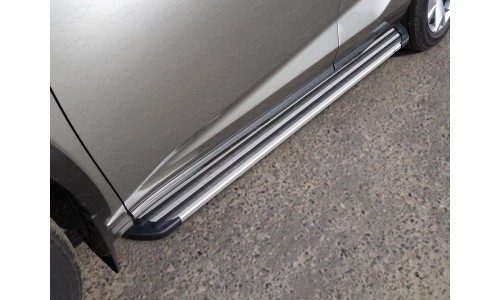 Пороги алюминиевые `Slim Line Silver` 1720 мм код LEXNX20015T-28S на Lexus NX 200t (2015-2017) 