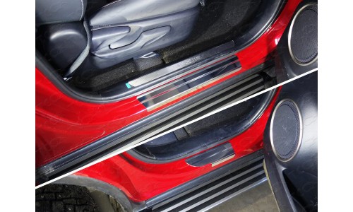 Накладки на пороги (лист зеркальный) 4шт код LEXNX17-05 на Lexus NX (2017-) 