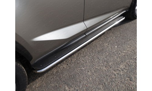 Пороги с площадкой (нерж. лист) 42,4 мм код LEXNX17-09 на Lexus NX (2017-) 