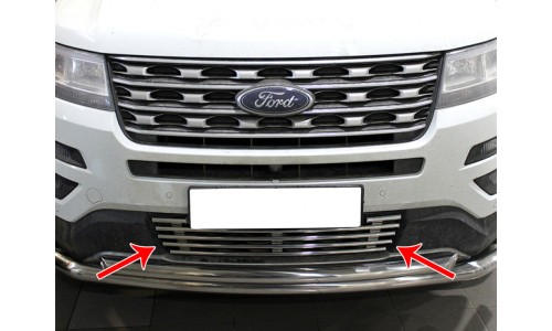 Решетка в бампер d-16 на Ford Explorer (2016-) 