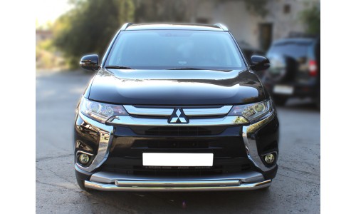 Защита переднего бампера двойная d-53+43  на Mitsubishi Outlander (2015-) 