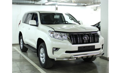 Защита переднего бампера d-76 с доп.накладками на Toyota Land Cruiser Prado 150 (2017-) 