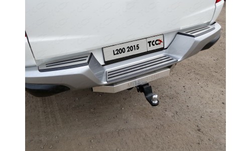 Накладки на задний бампер (лист шлифованный) 3шт код MITL20015-42 на Mitsubishi L200 (2015-2019) 