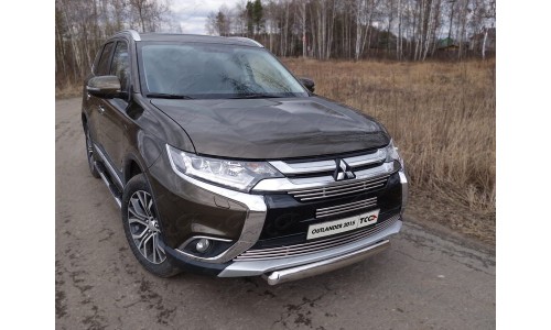 Защита передняя нижняя (овальная) 75х42 мм код MITOUT15-04 на Mitsubishi Outlander (2015-) 