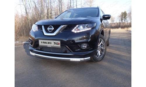 Защита передняя нижняя (овальная с ходовыми огнями) 75х42 мм код NISXTR15-24 на Nissan X-Trail T32 (2015-) 