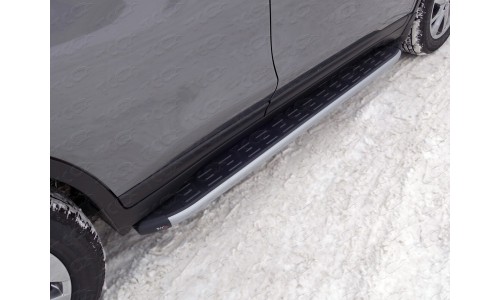 Пороги алюминиевые с пластиковой накладкой (карбон серые) 1720 мм код NISXTR15-17GR на Nissan X-Trail T32 (2015-) 
