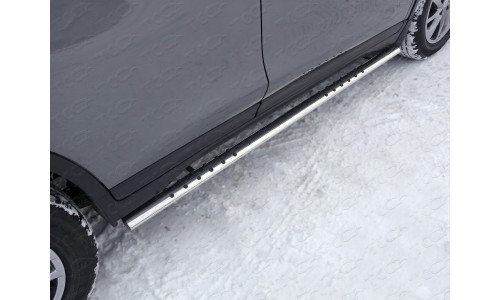 Пороги овальные с проступью 75х42 мм код NISXTR15-10 на Nissan X-Trail T32 (2015-) 
