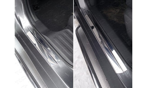 Накладки на пороги (лист зеркальный) код NISXTR15-22 на Nissan X-Trail T32 (2015-) 