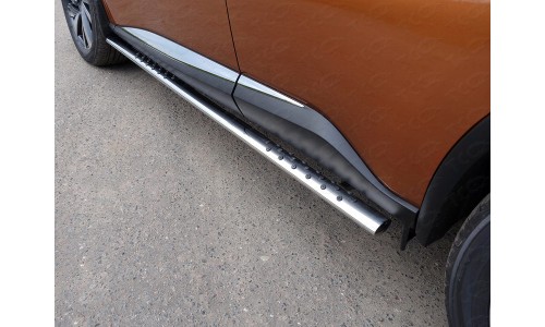 Пороги овальные с проступью 75х42 мм код NISMUR16-12 на Nissan Murano Z52 (2016-) 