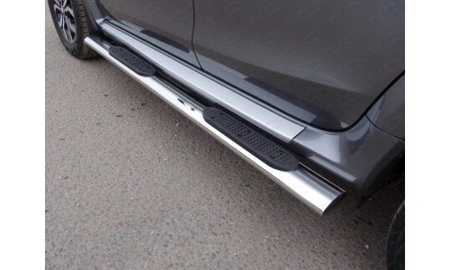 Пороги овальные с накладкой 120х60 мм код RENDUST15-26 на Renault Duster (2015-) 