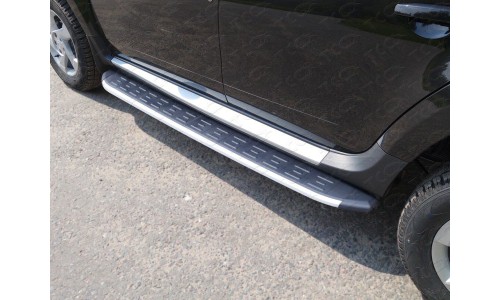 Пороги алюминиевые с пластиковой накладкой 1720 мм код RENDUST15-14AL на Renault Duster (2015-) 
