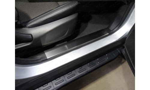 Накладки на пластиковые пороги (лист шлифованный) 2шт код RENKOL17-08 на Renault Koleos (2017-) 