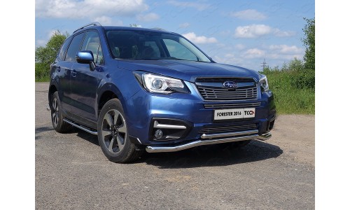 Защита передняя нижняя (двойная) 60,3/42,4 мм код SUBFOR16-27 на Subaru Forester (2016-) 