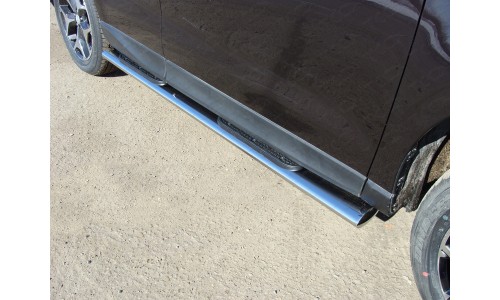 Пороги овальные с накладкой 120х60 мм код SUBFOR16-07 на Subaru Forester (2016-) 