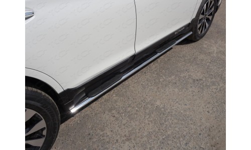 Пороги овальные с накладкой 75х42 мм код SUBOUT15-07 на Subaru Outback (2015-) 