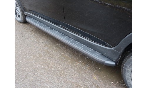 Пороги алюминиевые с пластиковой накладкой (карбон черные) 1820 мм код SUBXV17-15BL на Subaru XV (2017-) 