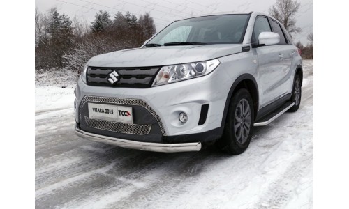 Защита передняя нижняя (овальная) 75х42 мм код SUZVIT15-04 на Suzuki Vitara (5 дв.) (2015-) 