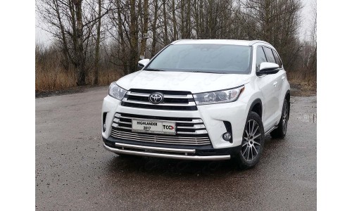 Защита передняя нижняя (двойная) 60,3/42,4 мм код TOYHIGHL17-28 на Toyota Highlander (2017-) 