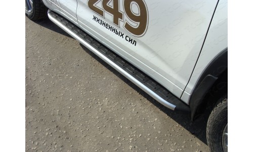 Пороги алюминиевые с пластиковой накладкой 1820 мм код TOYHIGHL17-38AL на Toyota Highlander (2017-) 